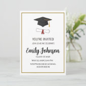 Simple Modern Graduation Cap & Diploma Party  招待状 (スタンド正面)