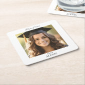 Simple Modern Graduation Party Photo  スクエアペーパーコースター (アングル)
