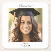 Simple Modern Graduation Party Photo  スクエアペーパーコースター (正面)