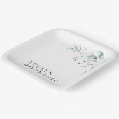 Simple Modern Greenery Foliage Wedding Party ペーパープレート (傾斜あり)