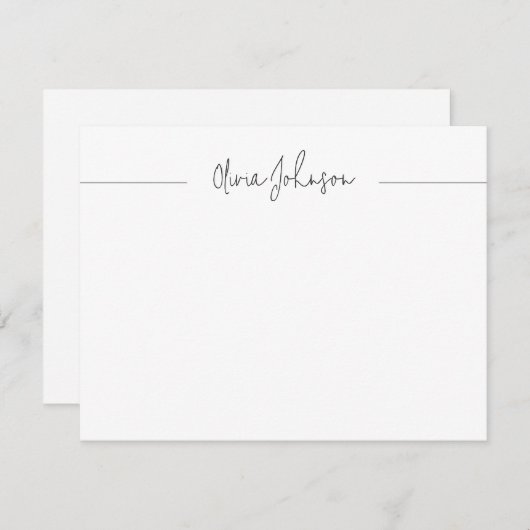 Simple Modern Hand Lettered White Flat Note Card ノートカード (正面/裏面)