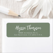 Simple Modern Handlettering Name Script Green ラベル (インサイチュ)