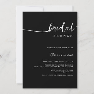 Simple Modern Handwritten Script Bridal Brunch 招待状