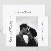 Simple Modern Handwritten Script Photo Wedding サンキューカード (正面/裏面)