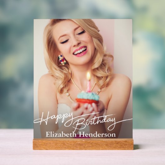 Simple Modern Happy Birthday アクリルサイン (ニュートラル)