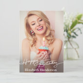 Simple Modern Happy Birthday Photo シーズンカード (スタンド正面)