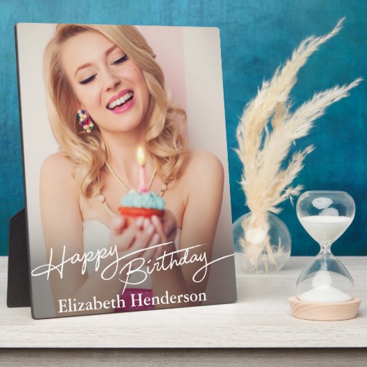 Simple Modern Happy Birthday Photo フォトプラーク (側面)