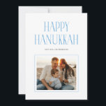 Simple Modern Happy Hanukkah Typography Photo シーズンカード<br><div class="desc">A modern Hanukkah photo card with simple design. "Happy Hanukkah" is in a stylish,  modern serif font. 

Upload your own photo. On the back of the card you can enter a longer message.</div>