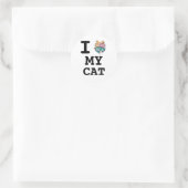 Simple Modern "I Love My Cat" Portrait Sticker ラウンドシール (バッグ)