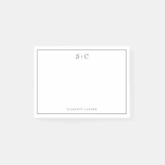 Simple Modern Initials Border Stationery ポストイット (正面)