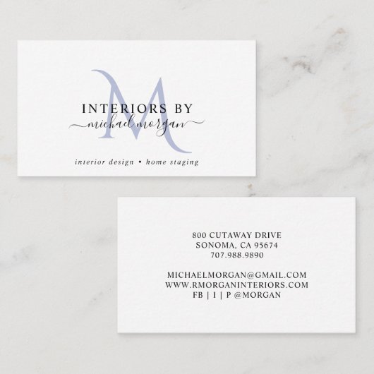Simple Modern Interior Designer Script Business  名刺 (正面/裏面)
