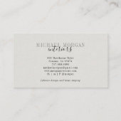 Simple Modern Interior Designer Script Faux Linen 名刺 (裏面)