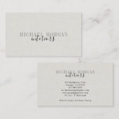 Simple Modern Interior Designer Script Faux Linen 名刺 (正面/裏面)