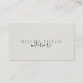 Simple Modern Interior Designer Script Faux Linen 名刺 (正面)