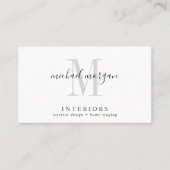 Simple Modern Interior Designer Script Monogram 名刺 (正面)