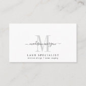 Simple Modern Lash Specialist Script Monogram 名刺 (正面)