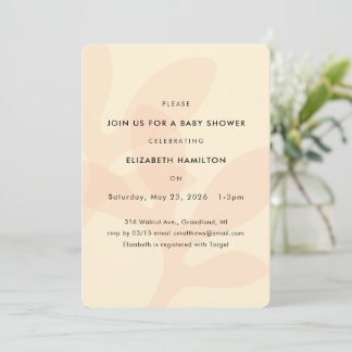 Simple Modern Leaf Design Baby Shower Invitation 招待状