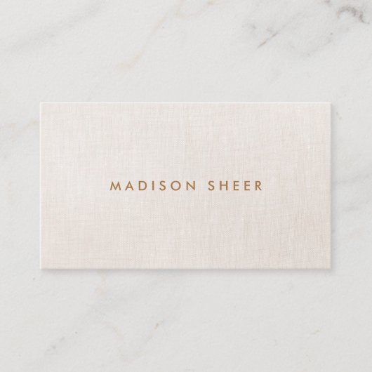 Simple Modern, Light Beige Linen Professional 名刺 (正面)