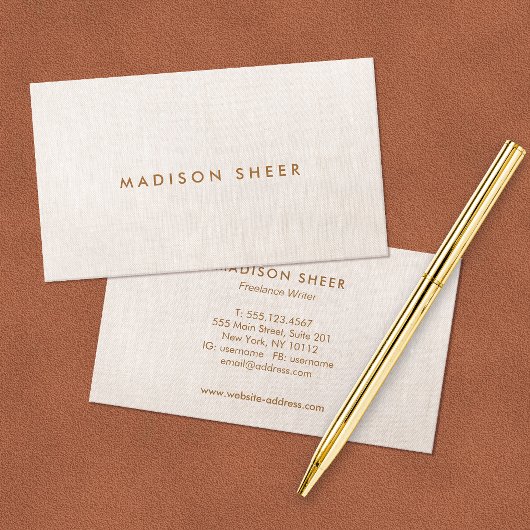 Simple Modern, Light Beige Linen Professional 名刺