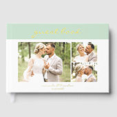 Simple Modern Light Olive Handwritten Script Photo ゲストブック (正面)