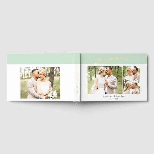 Simple Modern Light Olive Handwritten Script Photo ゲストブック (全面)