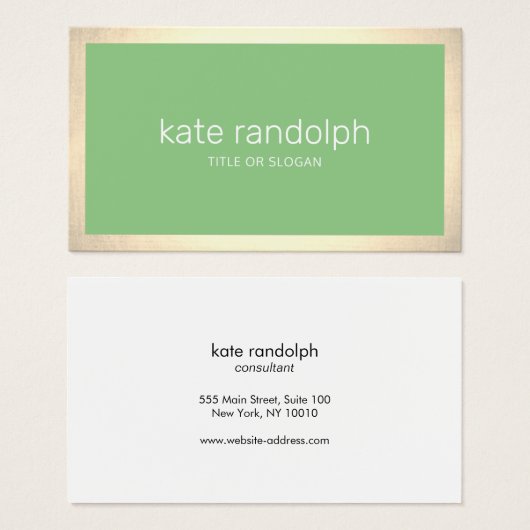 Simple Modern Lime Green Gold Border (正面&裏面)