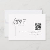 Simple Modern Line Script Qr Code Wedding 出欠カード (正面)