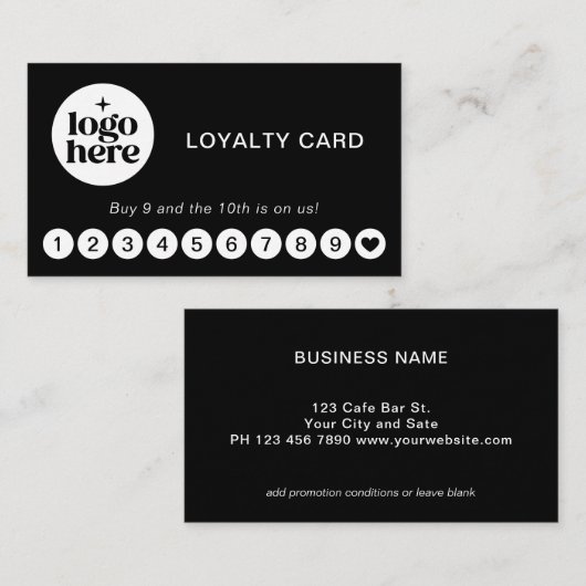 Simple Modern Logo Business Loyalty Card 名刺 (正面/裏面)