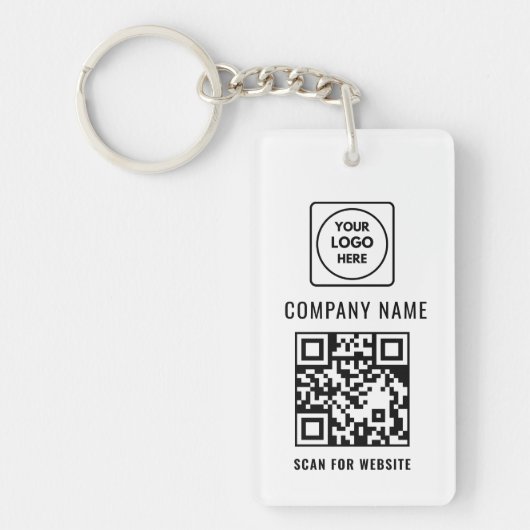 Simple Modern Logo QR Code Business Keychains キーホルダー (正面)