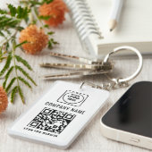 Simple Modern Logo QR Code Business Keychains キーホルダー (正面右)