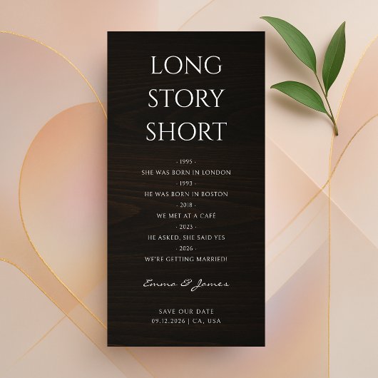 Simple Modern Long Story Short Dark Wood Bookmark セーブザデート
