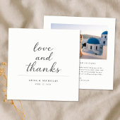 Simple Modern Love & Thanks Photo Wedding Square サンキューカード