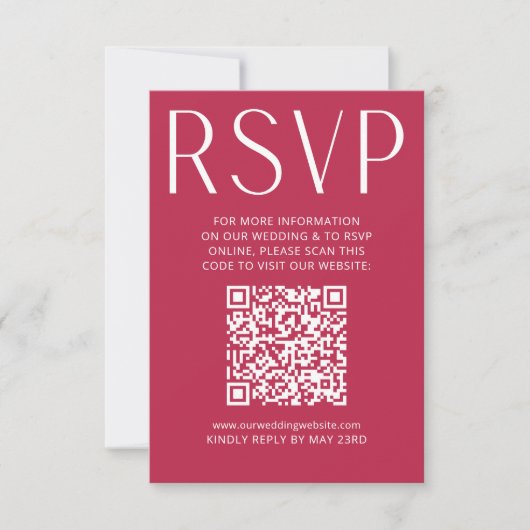 Simple Modern Magenta Wedding RSVP Online QR Code  (正面)
