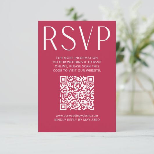 Simple Modern Magenta Wedding RSVP Online QR Code (スタンド正面)