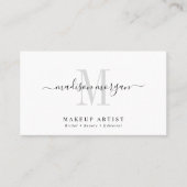 Simple Modern Makeup Artist Script Monogram 名刺 (正面)