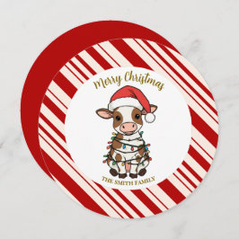 Simple modern merry christmas calf Cow OX pattern 招待状