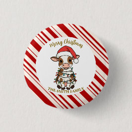 Simple modern merry christmas calf Cow OX pattern 缶バッジ