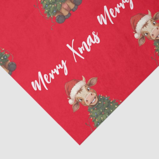 Simple modern merry Christmas calf Cow OX pattern 薄葉紙 (詳細)