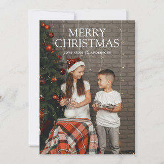 Simple Modern Merry Christmas Full Photo Card シーズンカード