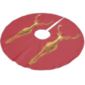 Simple modern merry christmas gold reindeer patter ブラッシュドポリエステルツリースカート (アングル)