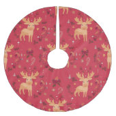 Simple modern merry christmas gold reindeer patter ブラッシュドポリエステルツリースカート (正面)