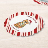 Simple modern merry christmas kitten CatMAS patter ペーパーコースター (アングル)