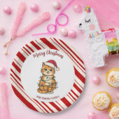 Simple modern merry christmas kitten CatMAS patter ペーパープレート (パーティー)