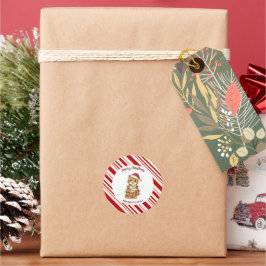 Simple modern merry christmas kitten CatMAS patter ラウンドシール