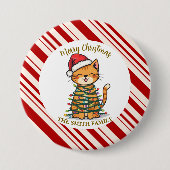 Simple modern merry christmas kitten CatMAS patter 缶バッジ (正面)