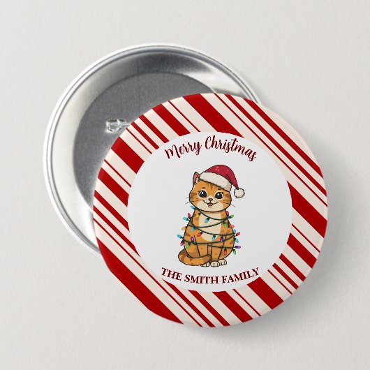 Simple modern merry christmas kitten CatMAS patter 缶バッジ (正面&裏面)