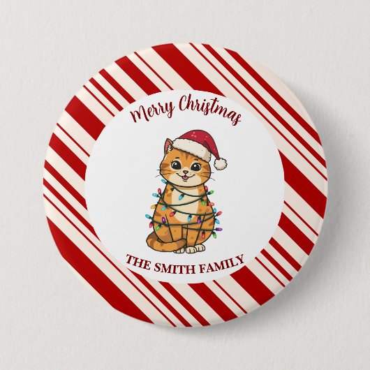 Simple modern merry christmas kitten CatMAS patter 缶バッジ (正面)