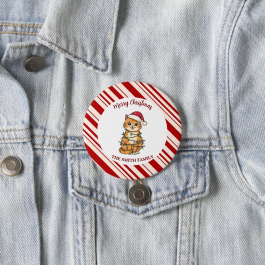 Simple modern merry christmas kitten CatMAS patter 缶バッジ (インサイチュ)