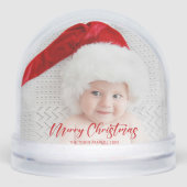 Simple Modern Merry Christmas Photo Snow Globe (正面)