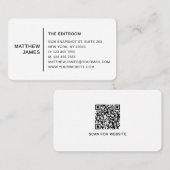 Simple Modern Minimal Black White QR Code 名刺 (正面/裏面)